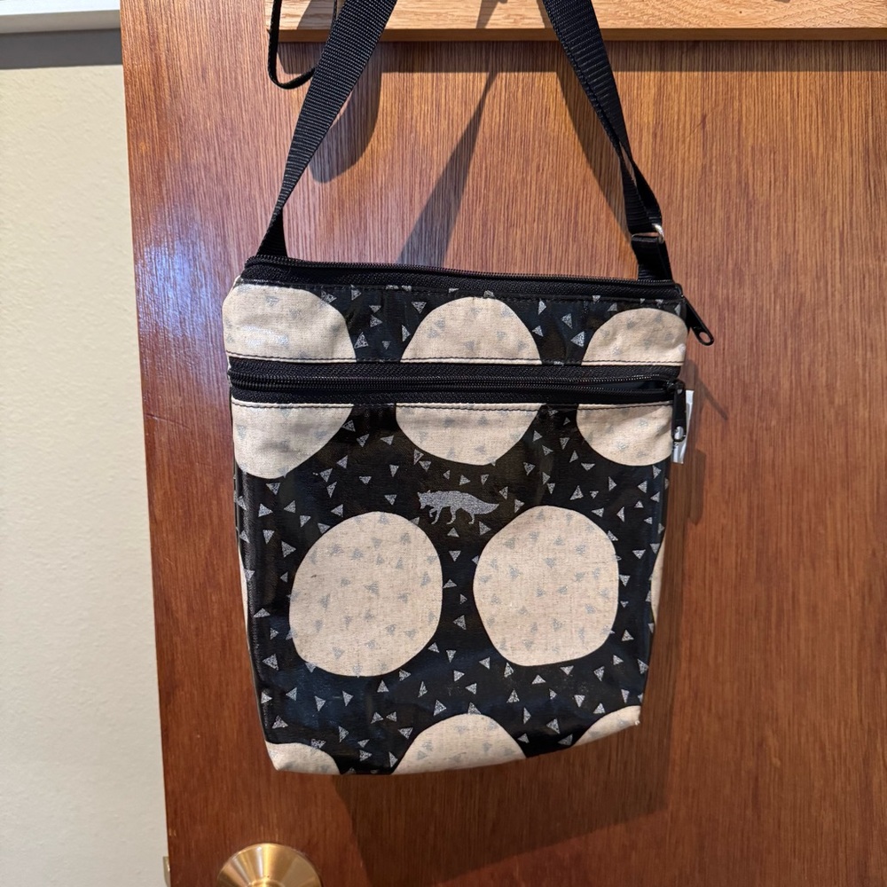 Fun Black and Cream Moon & Wolf Cross Body Bag